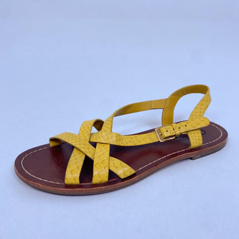 Cole Haan Strappy Leather Yellow Snakeskin Print Sandals 9